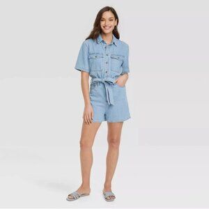 Universal Thread Blue Jean Utility Romper Size 14